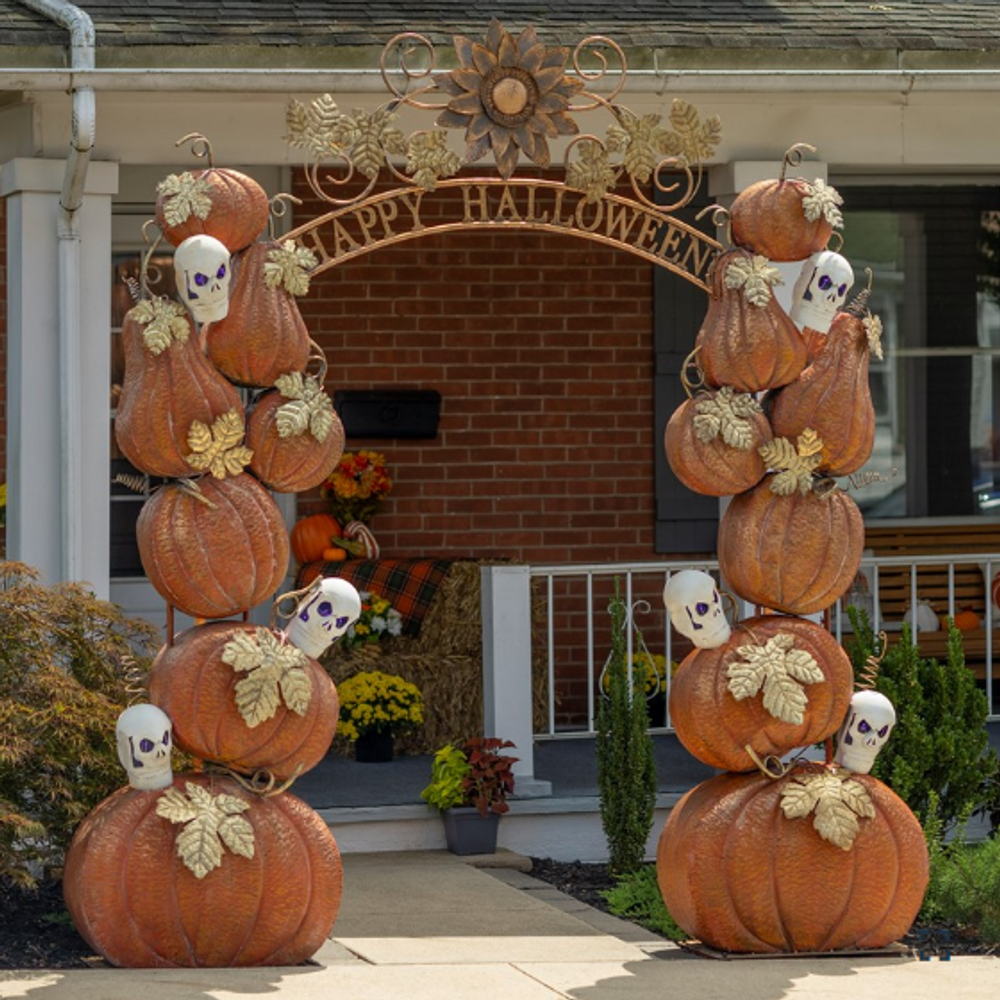 Large "Happy Halloween" Arch with Pumpkins and Skulls | ZR180733