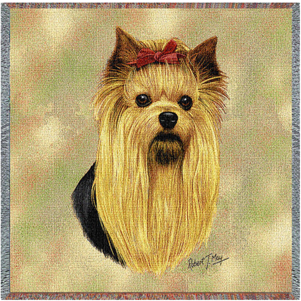 Yorkshire Terrier Yorkie Cotton Throw Blanket | PC1936-LS