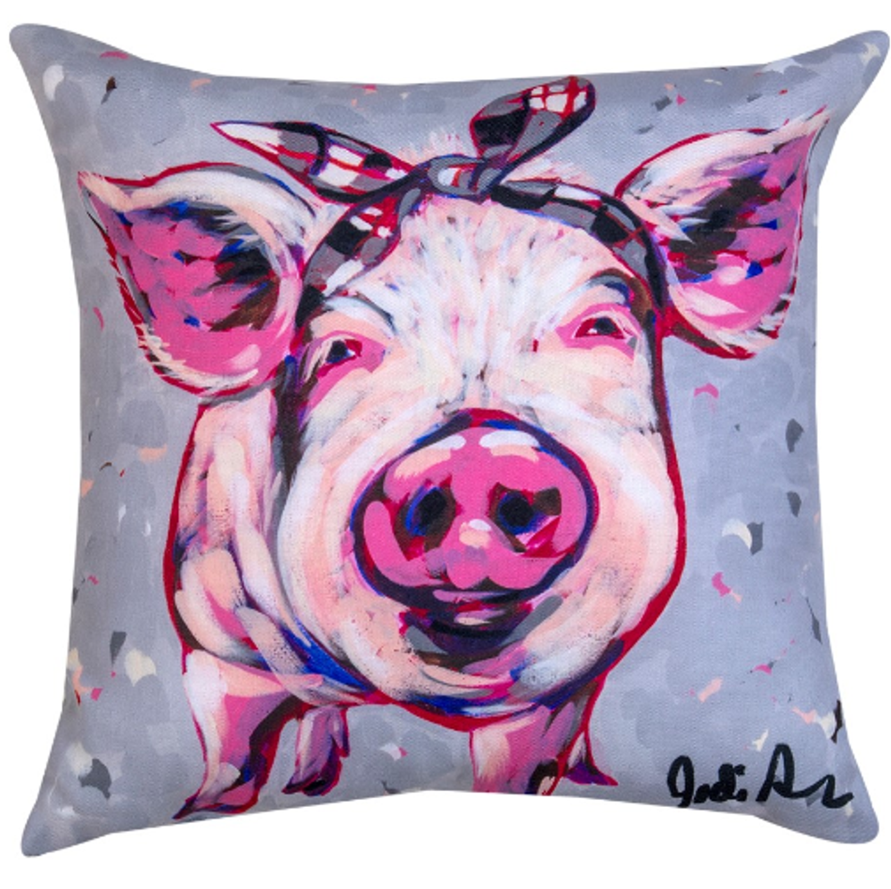  Pricilla Pig Climaweave Pillow Indoor Outdoor Climaweave Throw Pillow | MWWSLFMPP
