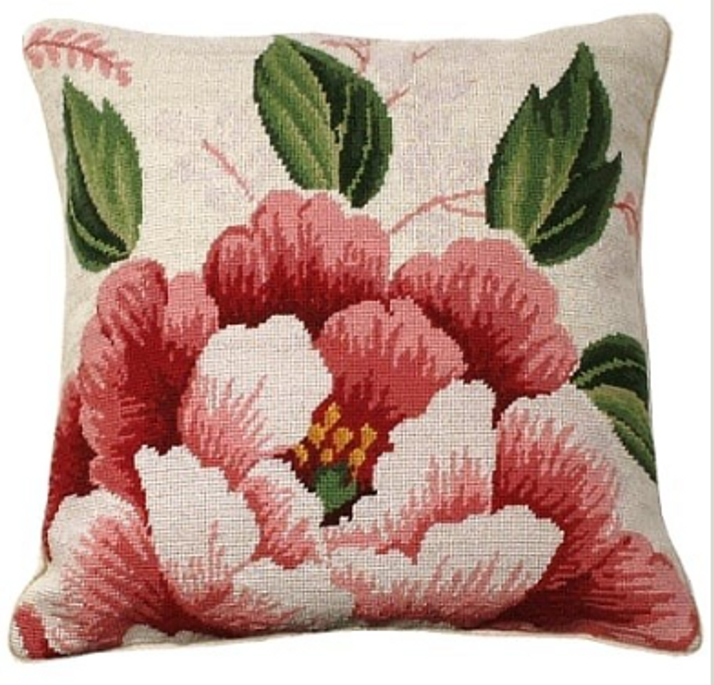 Flower Needlepoint Down Throw Pillow "Alexis" | MICNCU-348