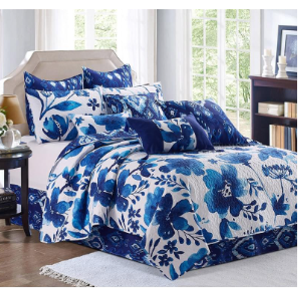 Indigo Flower Quilt Set | DUKDQ10058