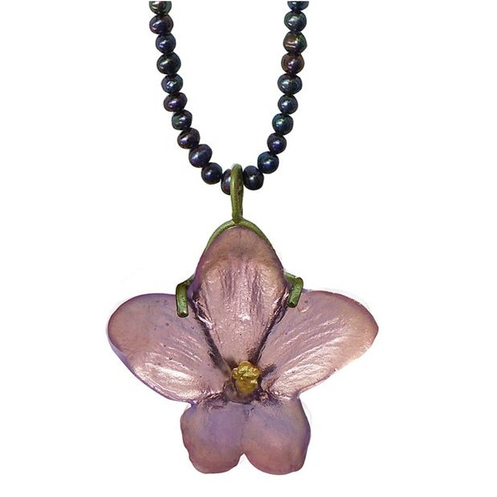 African Violet Pendant on Pearl Necklace | Michael Michaud Jewelry | SS8924BZPK -2