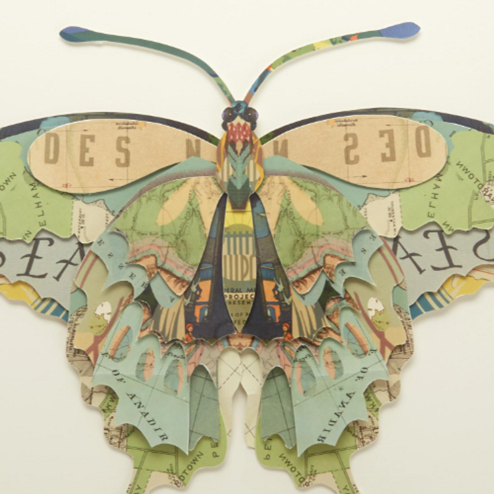  Handmade Papillion Set of 4 Butterfly Paper Collage Wall Art | TC51961