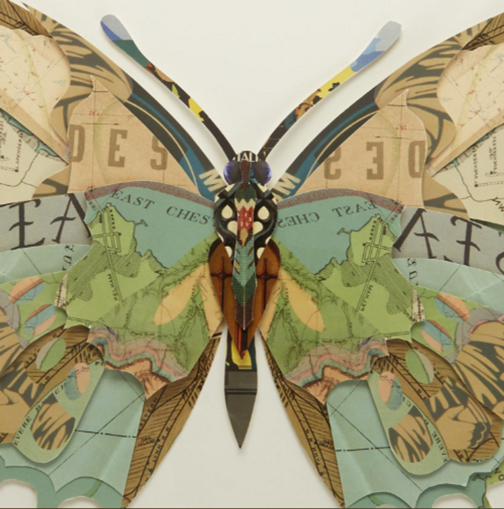  Handmade Papillion Set of 4 Butterfly Paper Collage Wall Art | TC51961