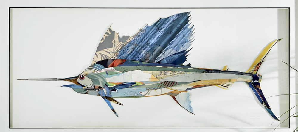 Handmade Swordfish Paper Collage Wall Art | TC52389