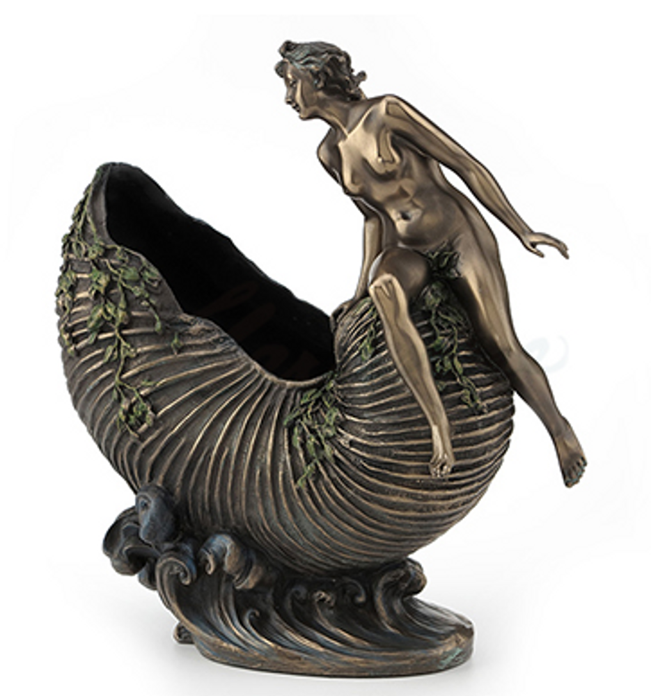 Art Nouveau Nude Lady Sitting on Nautilus Shell Vessel | USIAN10188V4