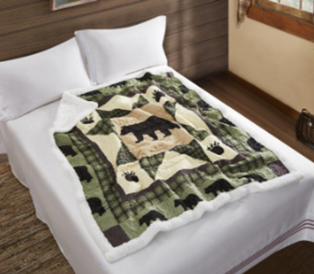 Bear Star Quilted Sherpa Throw Blanket | DUKDQST10076