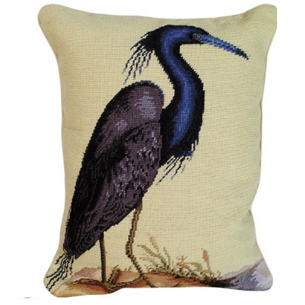 Blue Heron Needlepoint Down Throw Pillow | MICNCU-401_SD1620