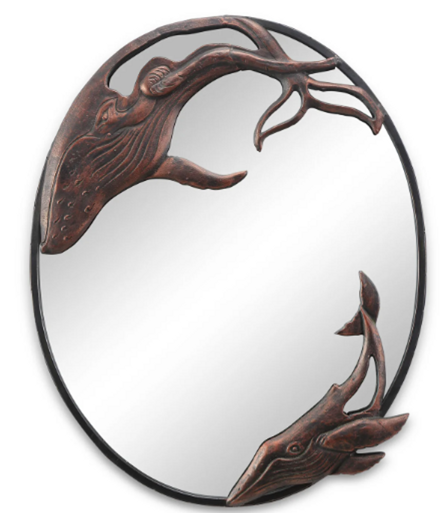 Cast Iron Whale Trio Oval Mirror | 51171