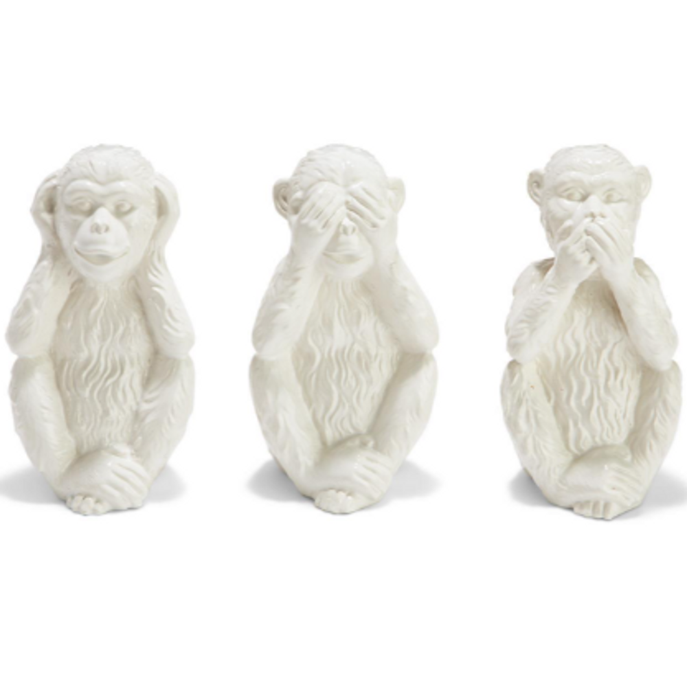Set of 3 Porcelain Hear No Evil, See No Evil, Speak No Evil Monkeys | TCDRX001-S3
