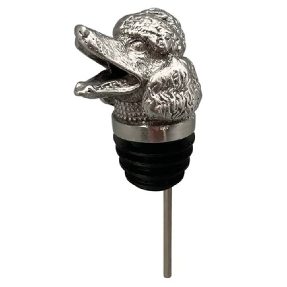 Stainless Steel Carved Poodle Wine Pourer - Aerator | M-SSPF3-259 | Menagerie