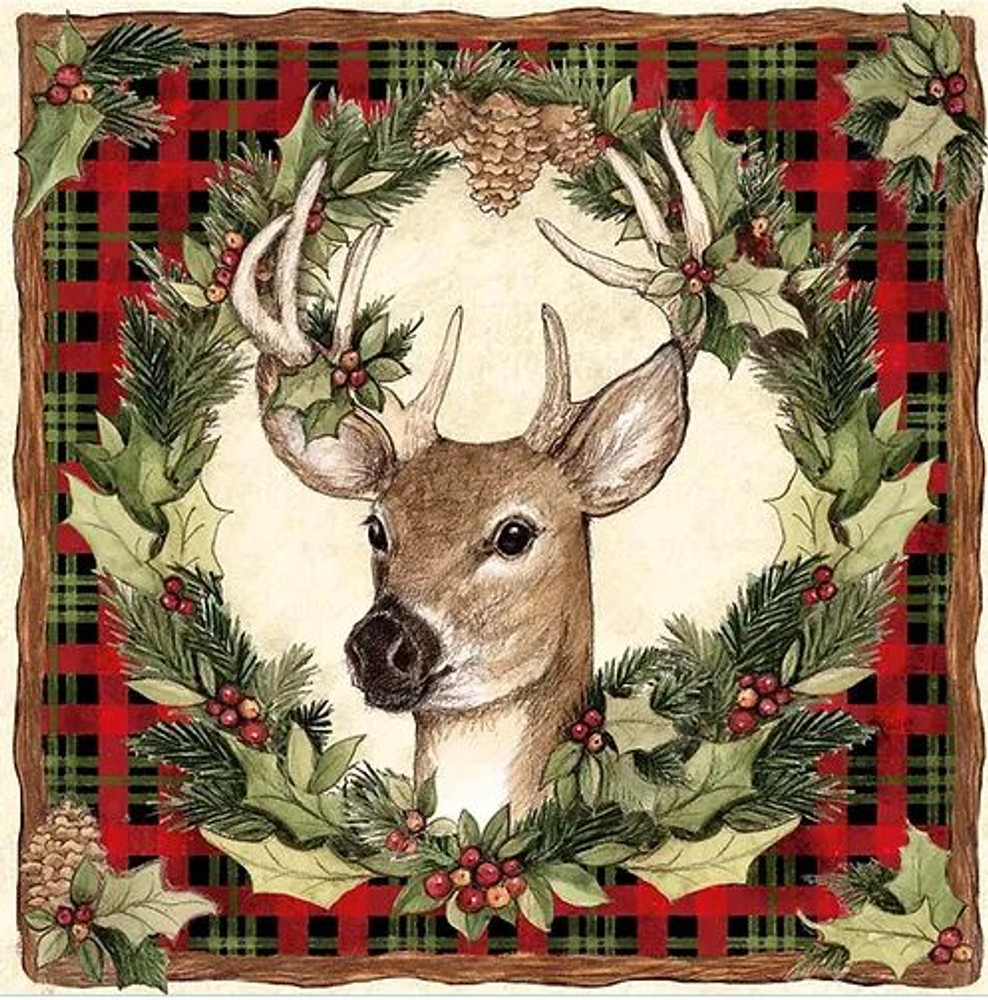 Plaid Forrest Deer 18x18 | Magnolia Casual | MCSW709LCS