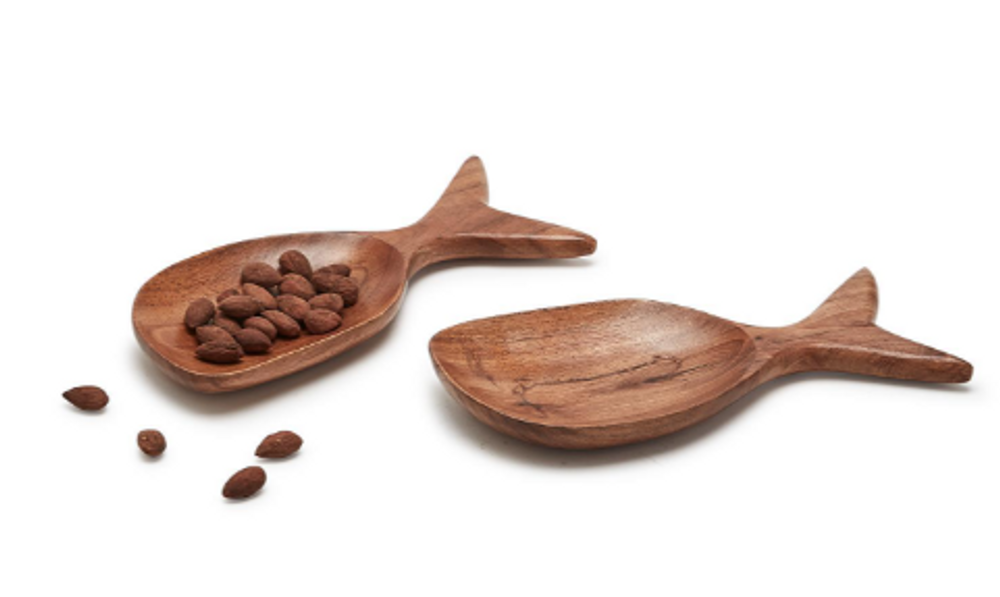 Set of 2 Acacia Wood Fish Shaped Salad Servers | TC54517