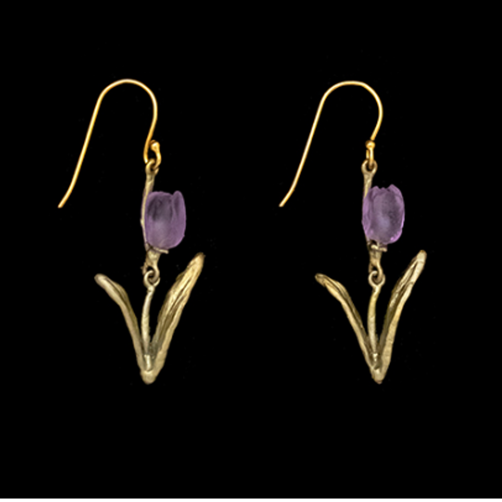 Purple Tulip Wire Earrings | Nature Jewelry | SS3760BZ