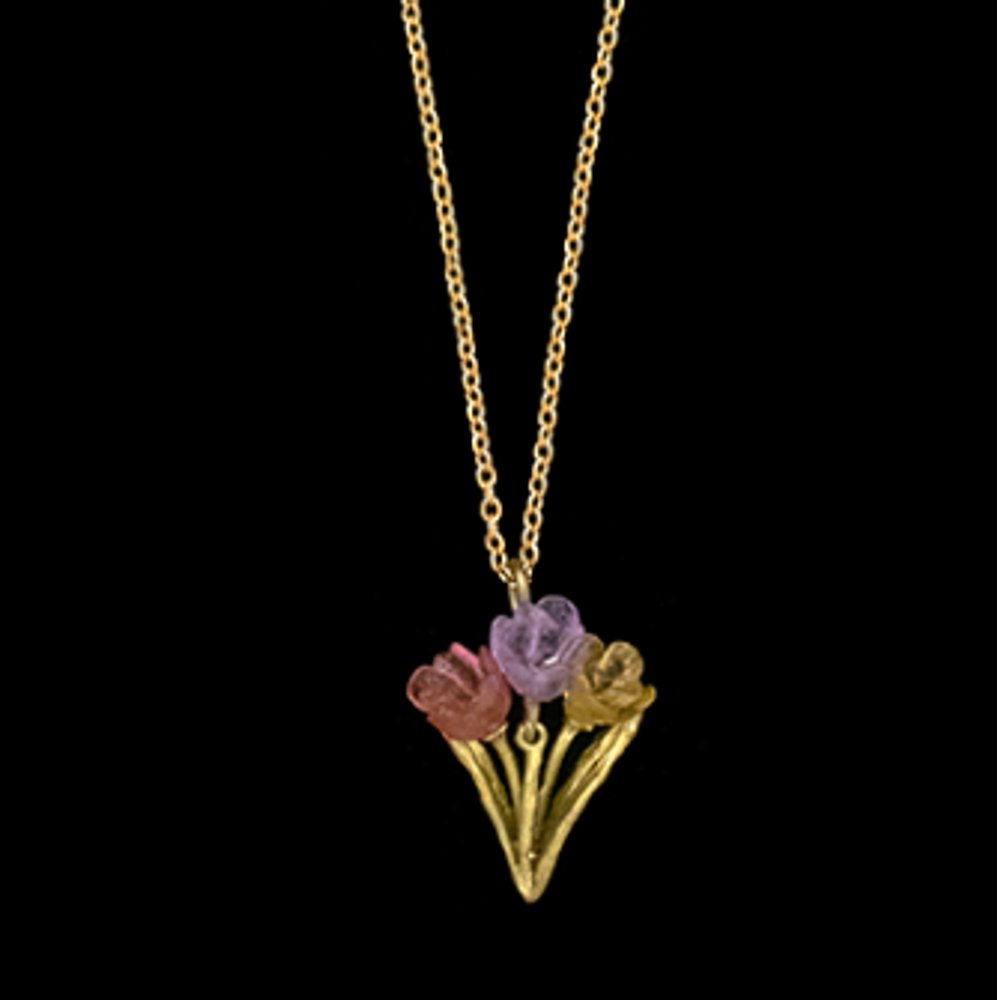  Dainty Tulip 16 Inch Pendant Necklace | Nature Jewelry | SS9508BZ