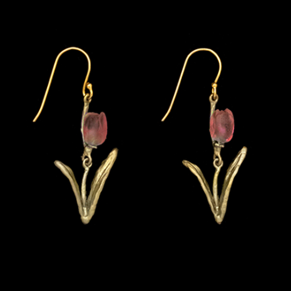 Pink Tulip Wire Earrings | Nature Jewelry | SS3758BZ