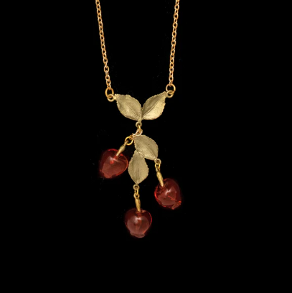  Delicious Apple 16 Inch Adjustable Three Drop Pendant Necklace | Nature Jewelry |SS9497BZ