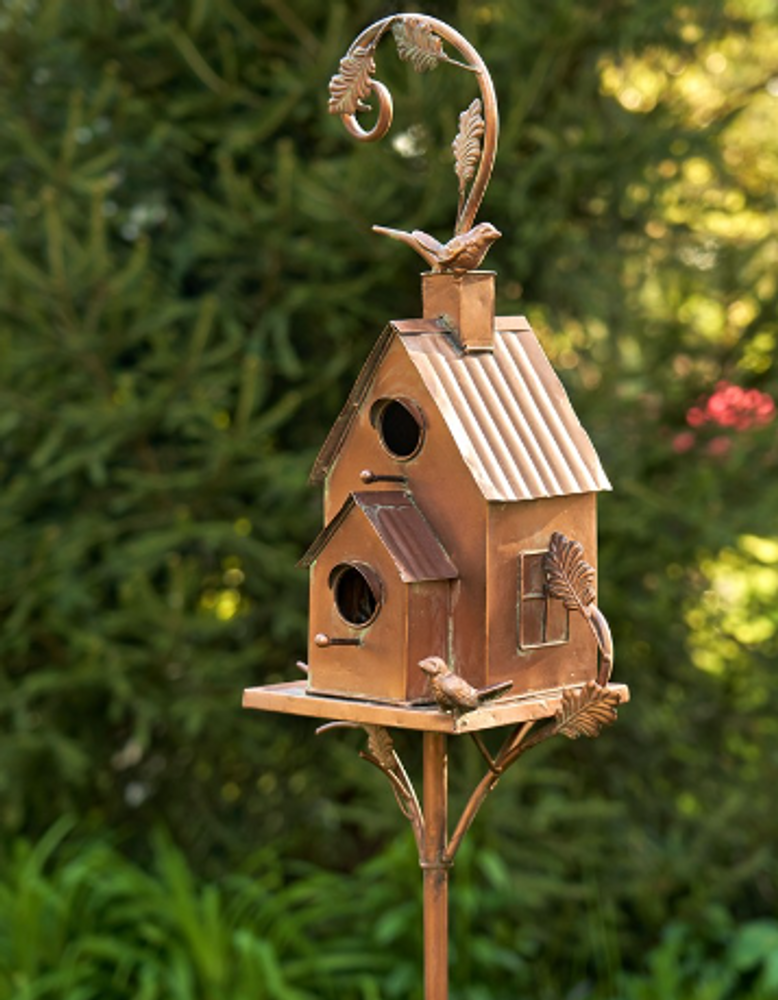 75 Inch Two Tier Iron Birdhouse with Copper Finish | ZLIZR193143