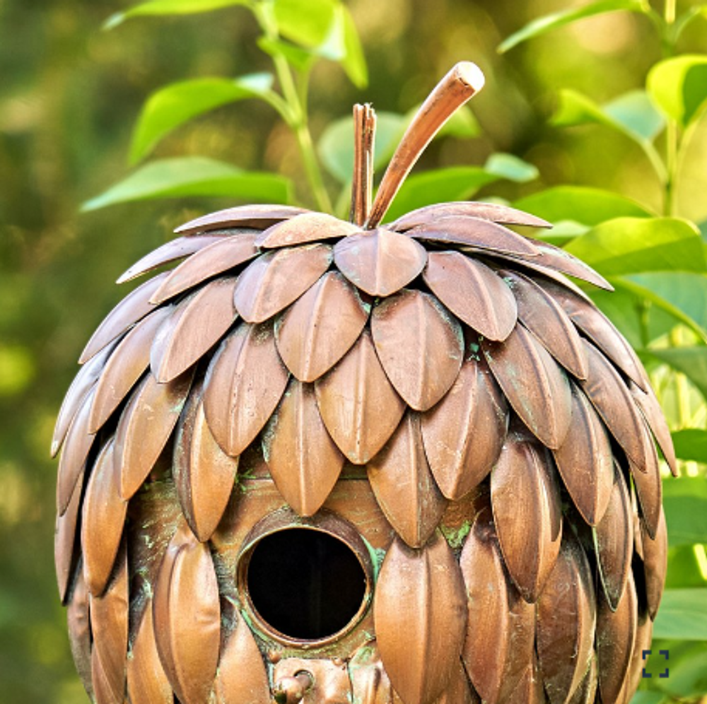 67 Inch Pineapple Shaped Iron Birdhouse with Copper Finish | ZLIZR193148