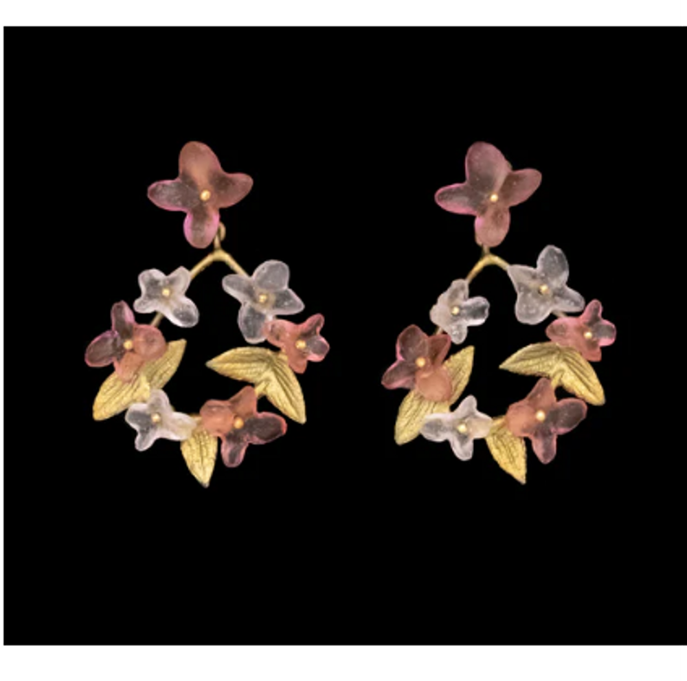 Pink Hydrangea Hoop Post Earrings | Nature Jewelry | SS3754BZ
