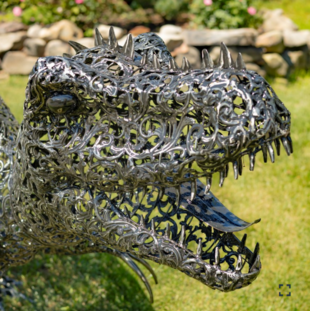  5.6 Foot Tall Iron Tyrannosaurus Rex Sculpture | ZLIZR220915 5.6 Foot Tall Iron Tyrannosaurus Rex Sculpture | ZLIZR220915