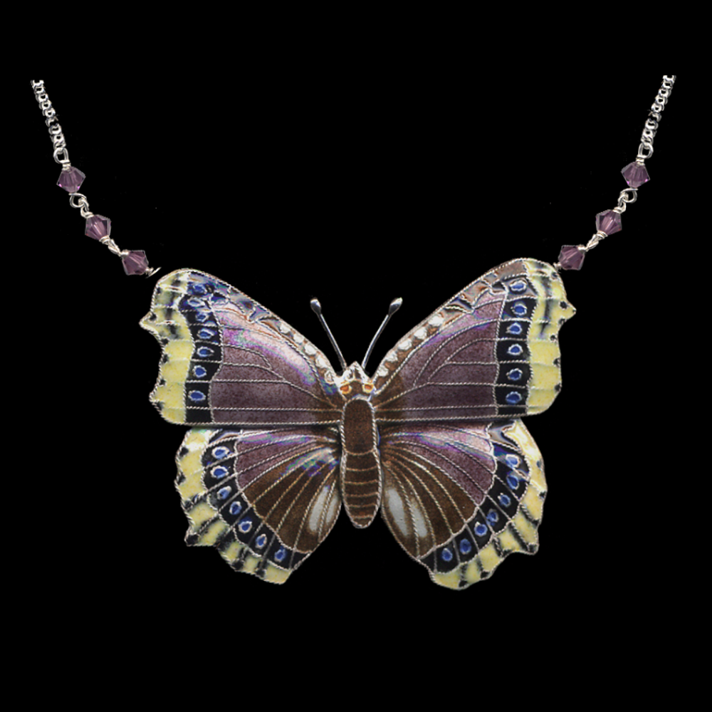 Mourning Cloak  Butterfly Large Necklace | Bamboo Jewelry | BJ0127ln