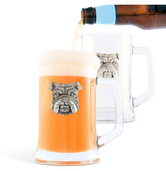 Set of 4 Handmade Bulldog Beer Mugs | Dog | Bar Accessories