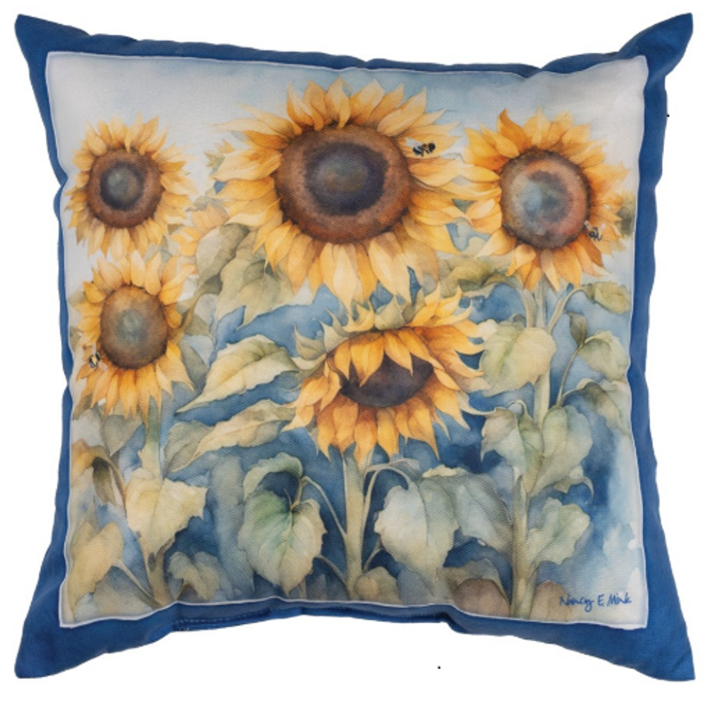 Sun Kissed Sunflowers Indoor Outdoor Throw Pillow | MWWSLSKS