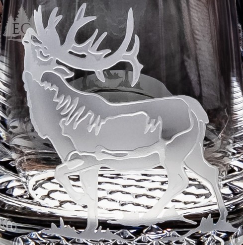 Hoofed Quartet Etched Crystal 13 oz Rocks Glass Set of 4
