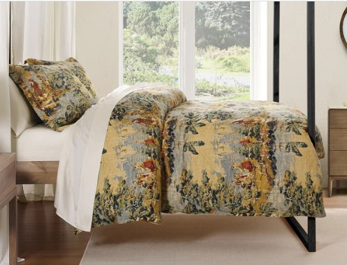 Provence Washed Linen Comforter Set | Floral | Bird | Dog | French