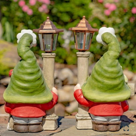 Set of 2 Spring Garden Gnomes with Solar Lanterns 