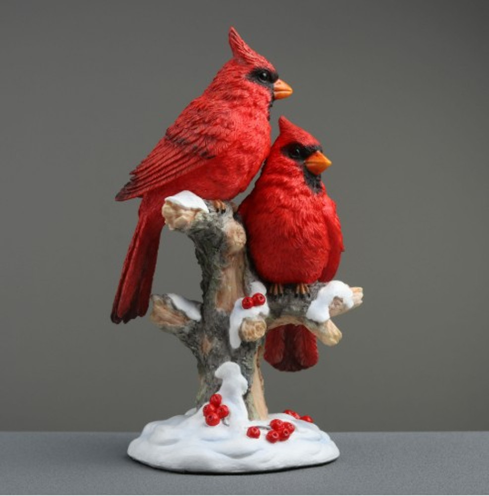 Cardinal Pair Perching on Snowy Branch | USIWU78358AA