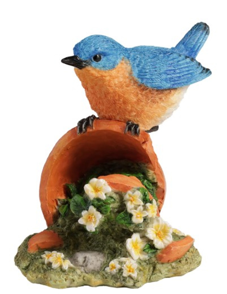Perched Bluebird on Flower Pot Sculpture | USIWU78374AA