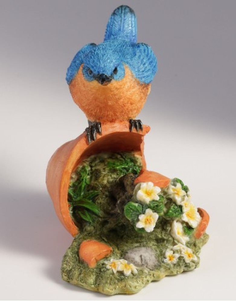 Perched Bluebird on Flower Pot Sculpture | USIWU78374AA