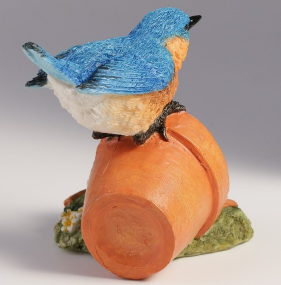 Perched Bluebird on Flower Pot Sculpture | USIWU78374AA