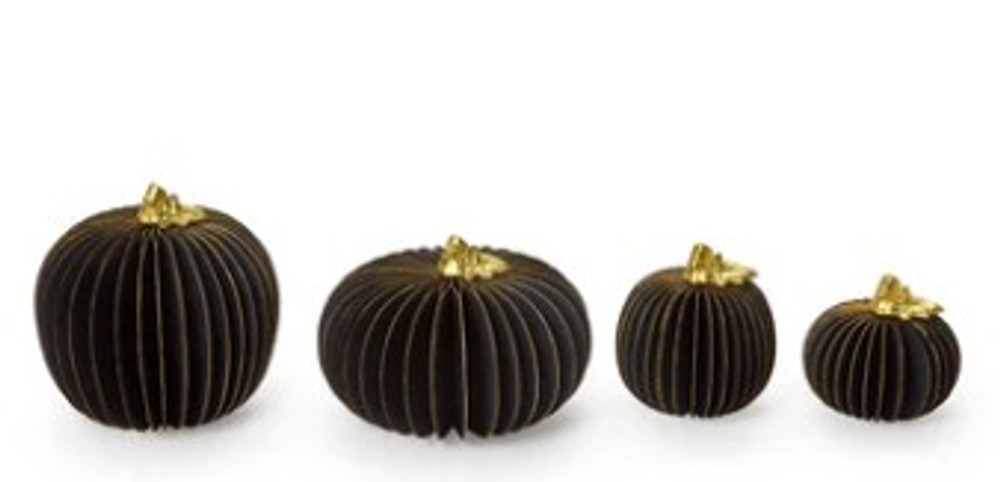 Hand Painted Accordion Pumpkins with Gold Edges and Stems | TC82608