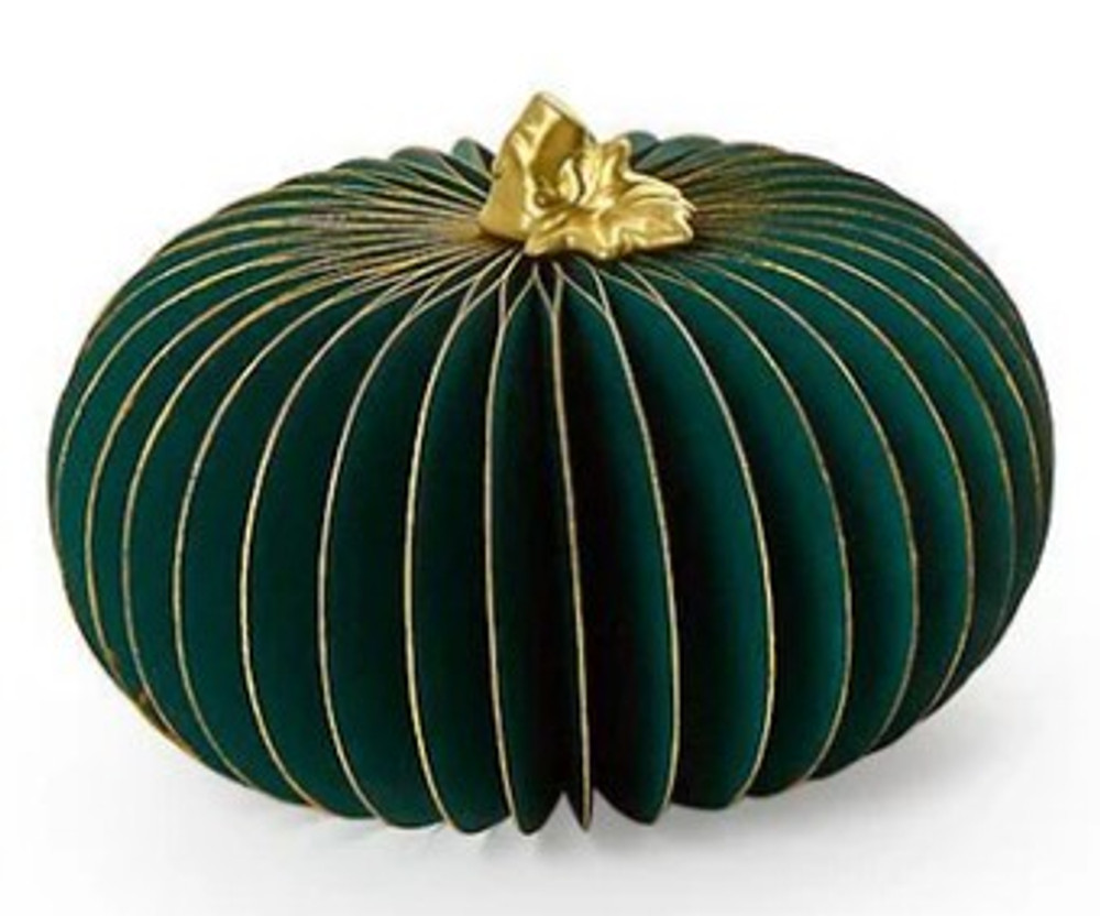 Hand Painted Accordion Pumpkins with Gold Edges and Stems | TC82608
