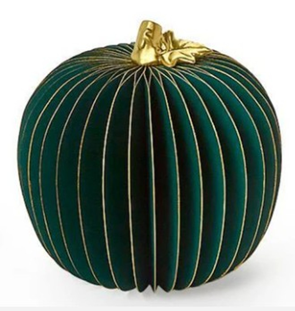 Hand Painted Accordion Pumpkins with Gold Edges and Stems | TC82608
