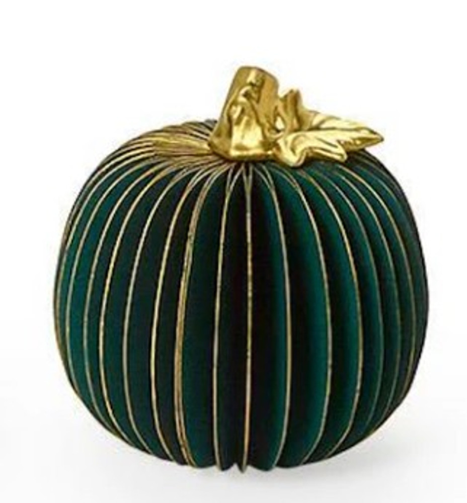 Hand Painted Accordion Pumpkins with Gold Edges and Stems | TC82608