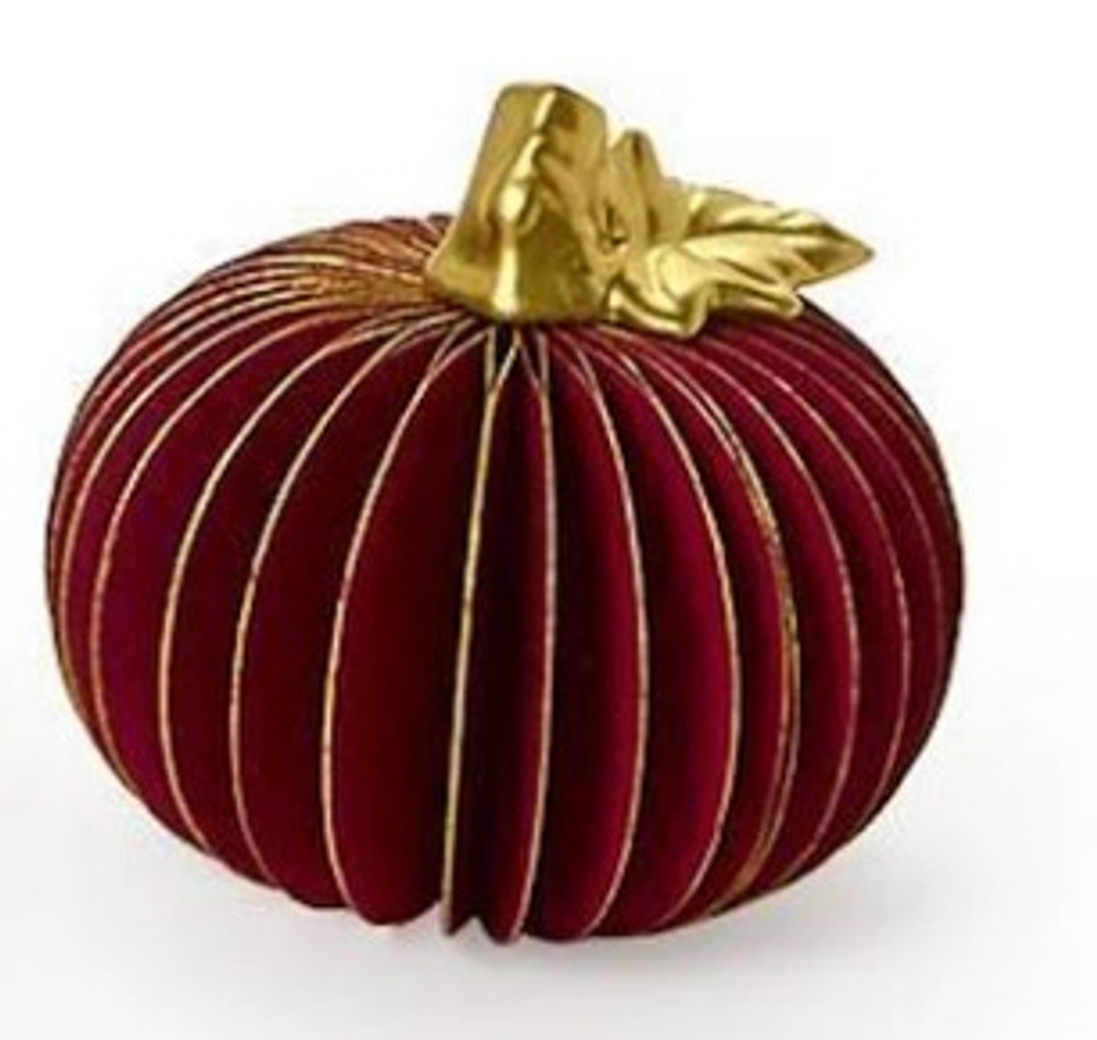 Hand Painted Accordion Pumpkins with Gold Edges and Stems | TC82608