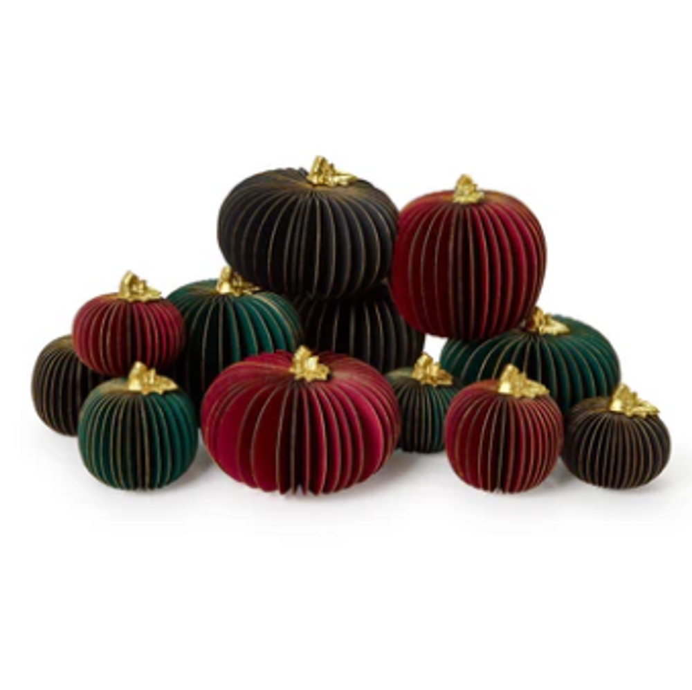 Hand Painted Accordion Pumpkins with Gold Edges and Stems | TC82608