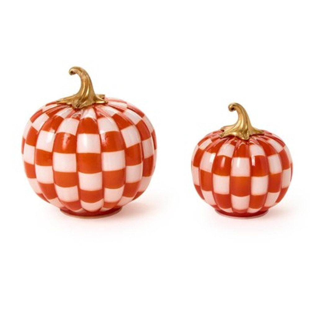 Orange and White Checkered LED Pumpkin | TC82602
