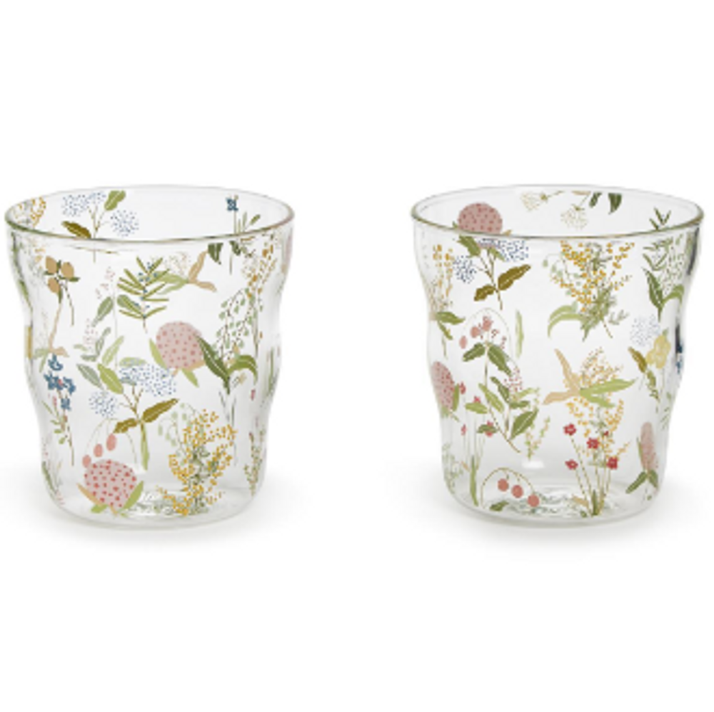 Set of 6 Hand Painted French Wildflower Double Old Fashion Glasses "Garden Delight" | TC55058