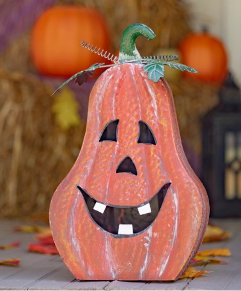 Set of 3 Metal Jack-O-Lantern Candleholder Decorations | ZLIZR090340 - Set
