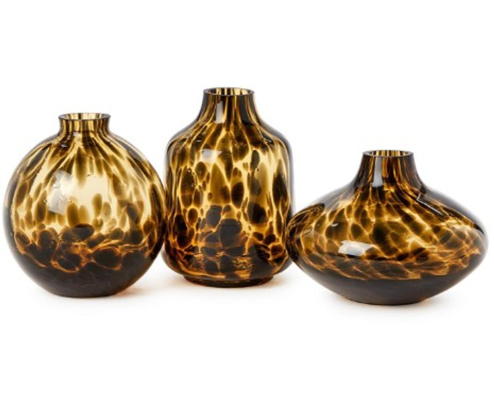 Hand Blown Glass Tortoise Print Vase