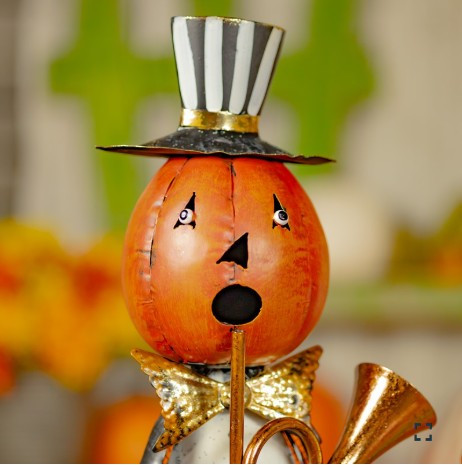 Set of 2 Metal Jack-O-Lantern Musician Couple | ZLZR104175-SET