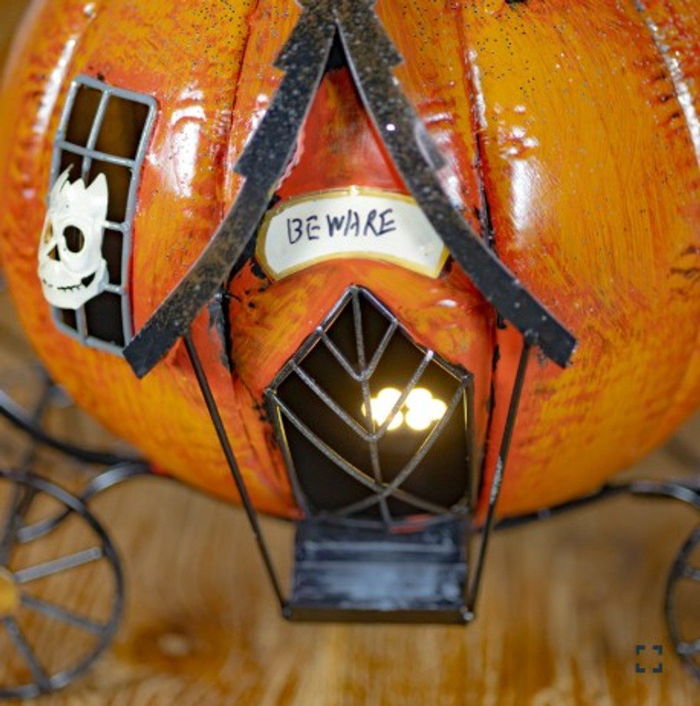 17" Tall Haunted Forest Metal Halloween Carriage & Candleholder | ZR190032