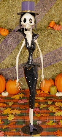Set of 2 Vintage Horror Noir Metal Skeleton Figurines 