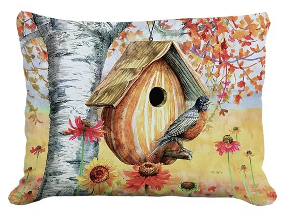 Pumpkin Birdhouse Indoor Outdoor Pillow | MCTC2506