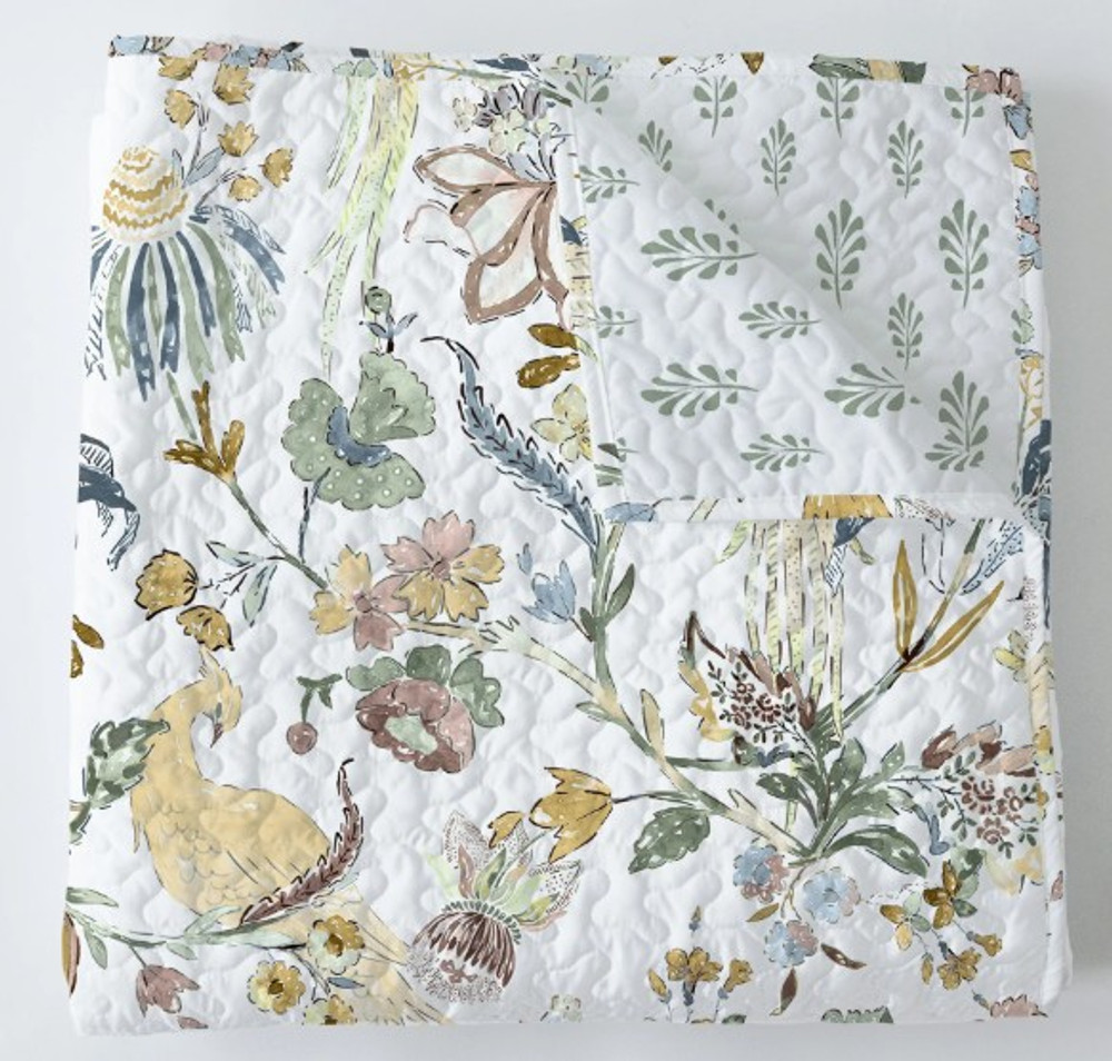 Handmade Savannah Floral Bird Quilted Bedding in Yellow |IMHQDSAVANNAHYELLOW